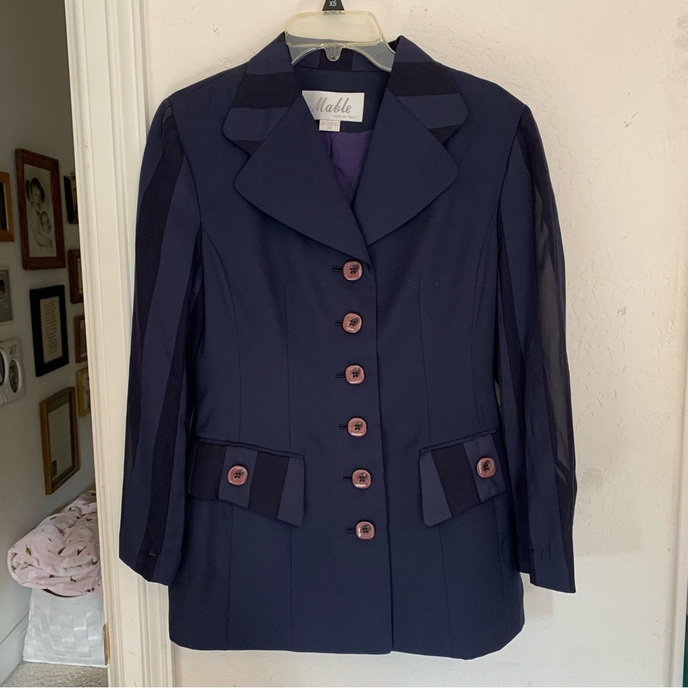 Vintage Dark Blue Blazer Womens Blue Blzaer Made In Italy